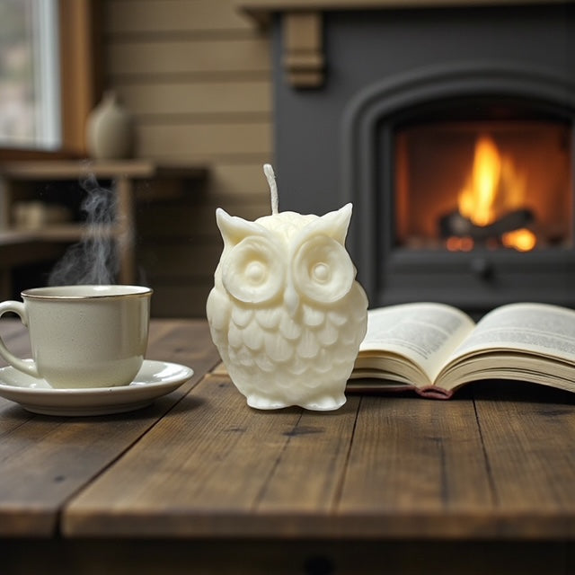 bougie de soya en forme d'hibou
